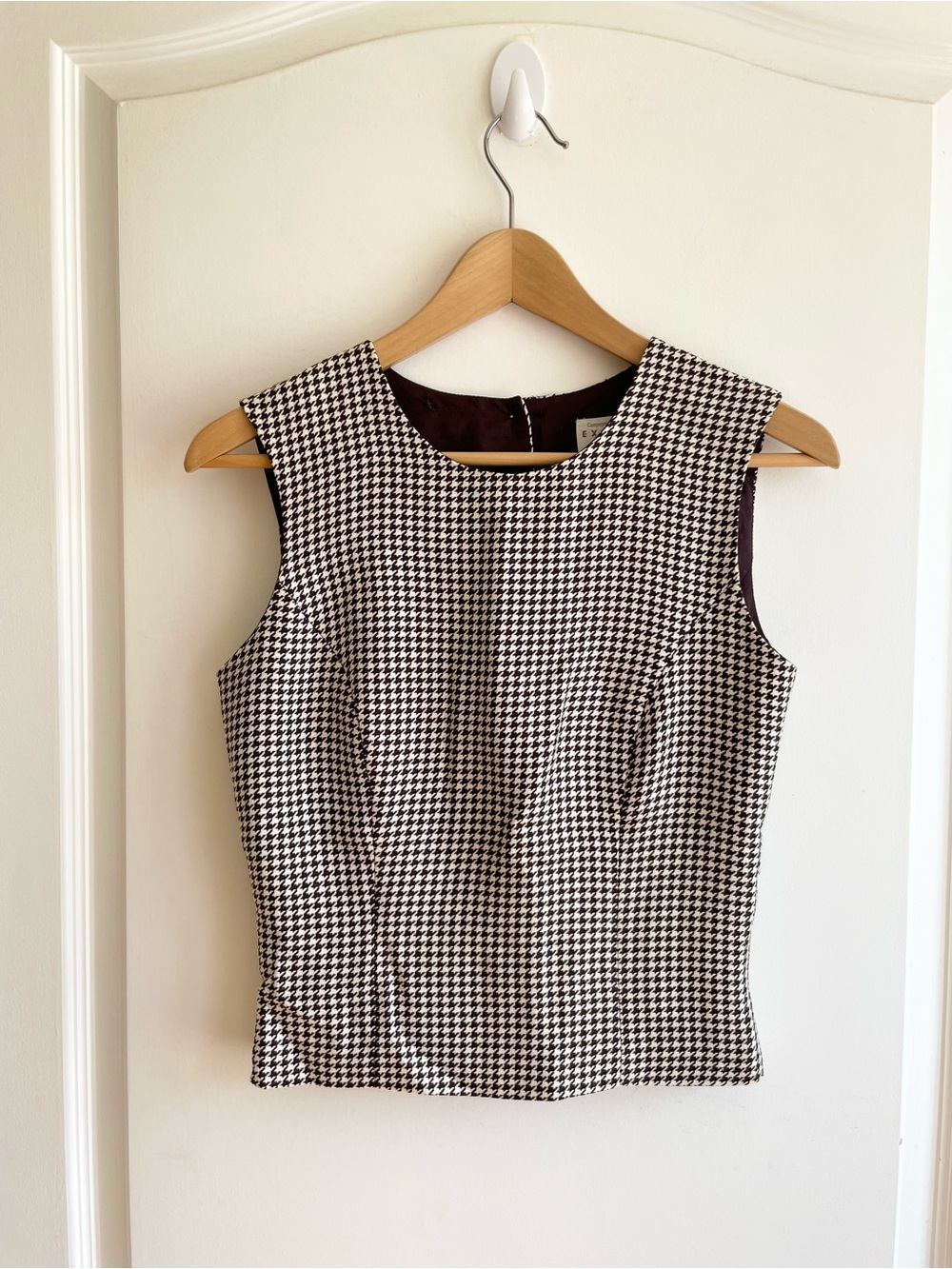 Vintage Express Houndstooth Button Back Top Size Small Y2K Preppy Cluless